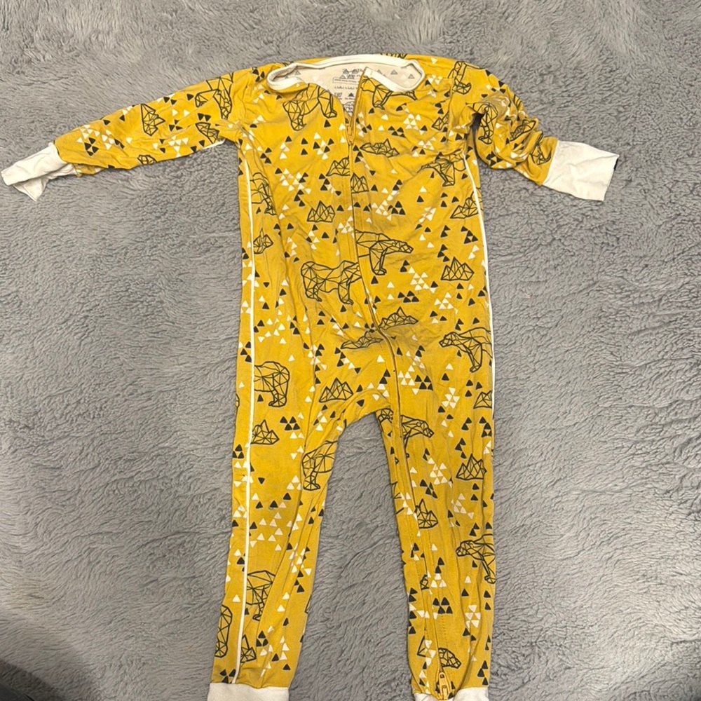 Yellow and White geometric Bamboo One Piece Pajama